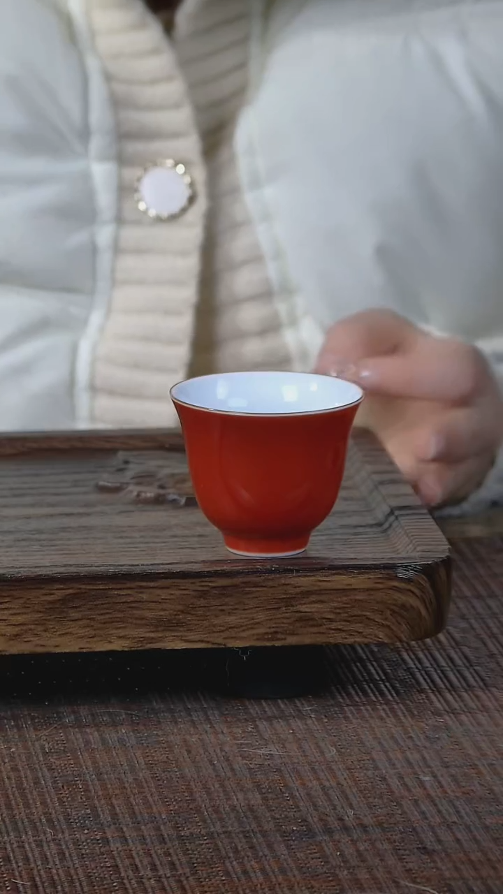 【闪购商品】折葵非器手工手绘霁红紫金口杯