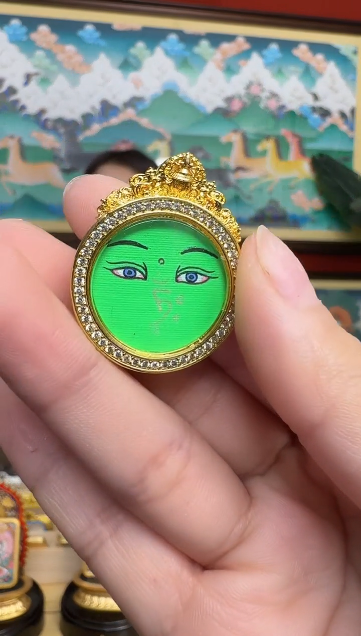 吊坠绿妈妈-热贡纯手绘