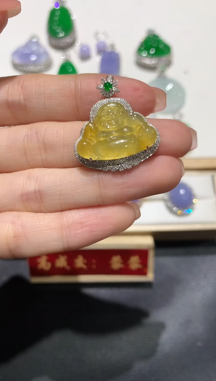 【闪购商品】翡翠吊坠(不含链)18K金镶嵌团购2