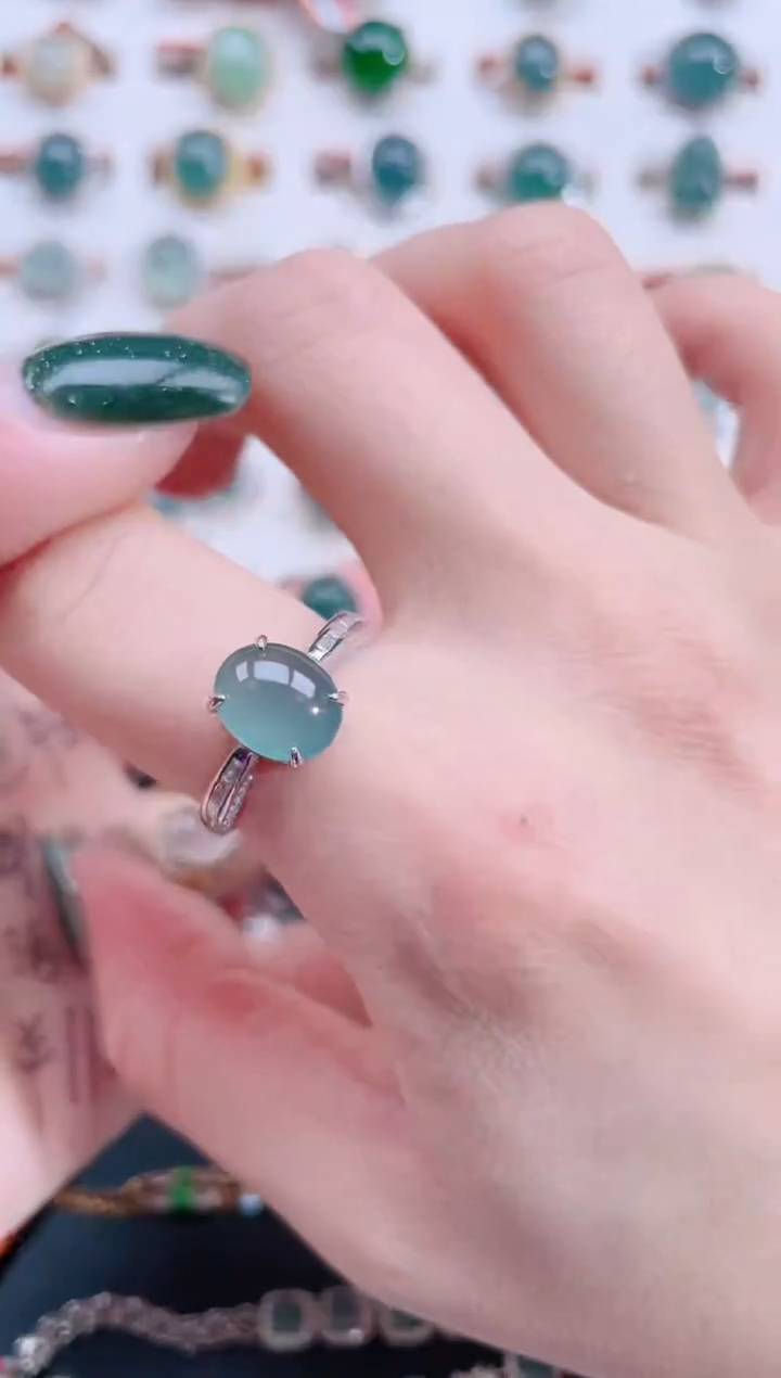 银S925镶嵌戒指翡翠天然翡翠