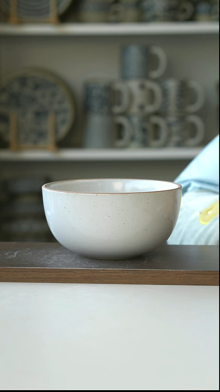 陶芝麻釉点雪白早餐碗15cm@4-2@微瑕