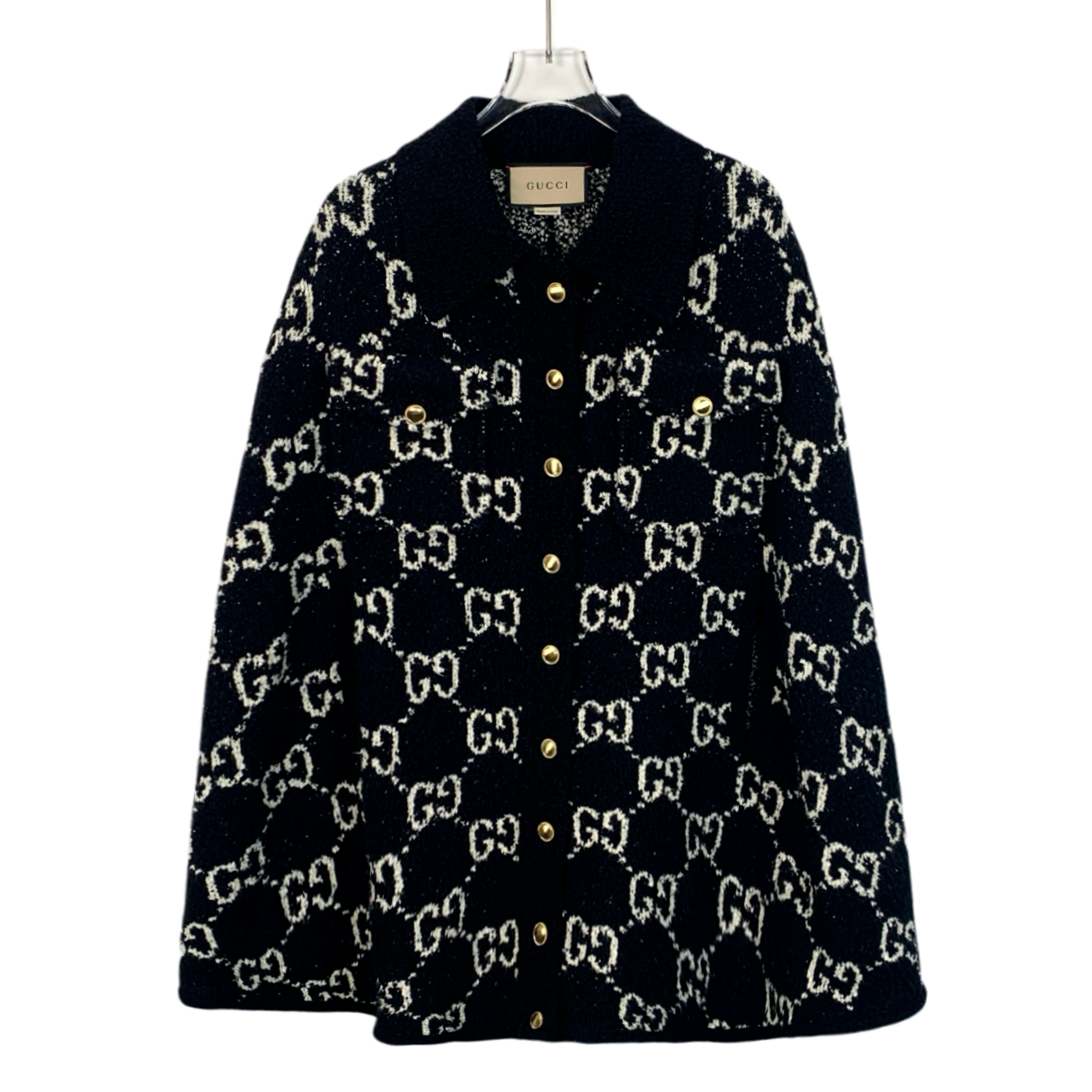 99新 GUCCI/古驰 潮奢豆 严选/提花满印棉斗篷披风外套/Q13755