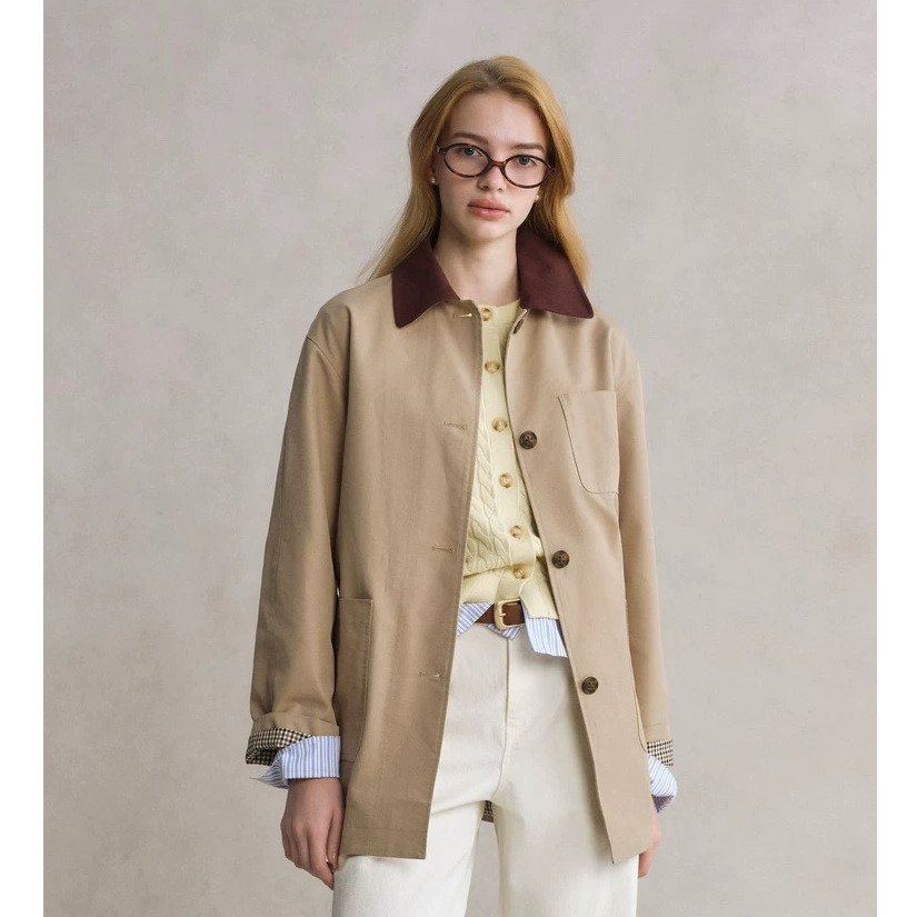 【商场同款新品】Eland衣恋风衣女欧若风穿搭通勤外套EEJTF23T71