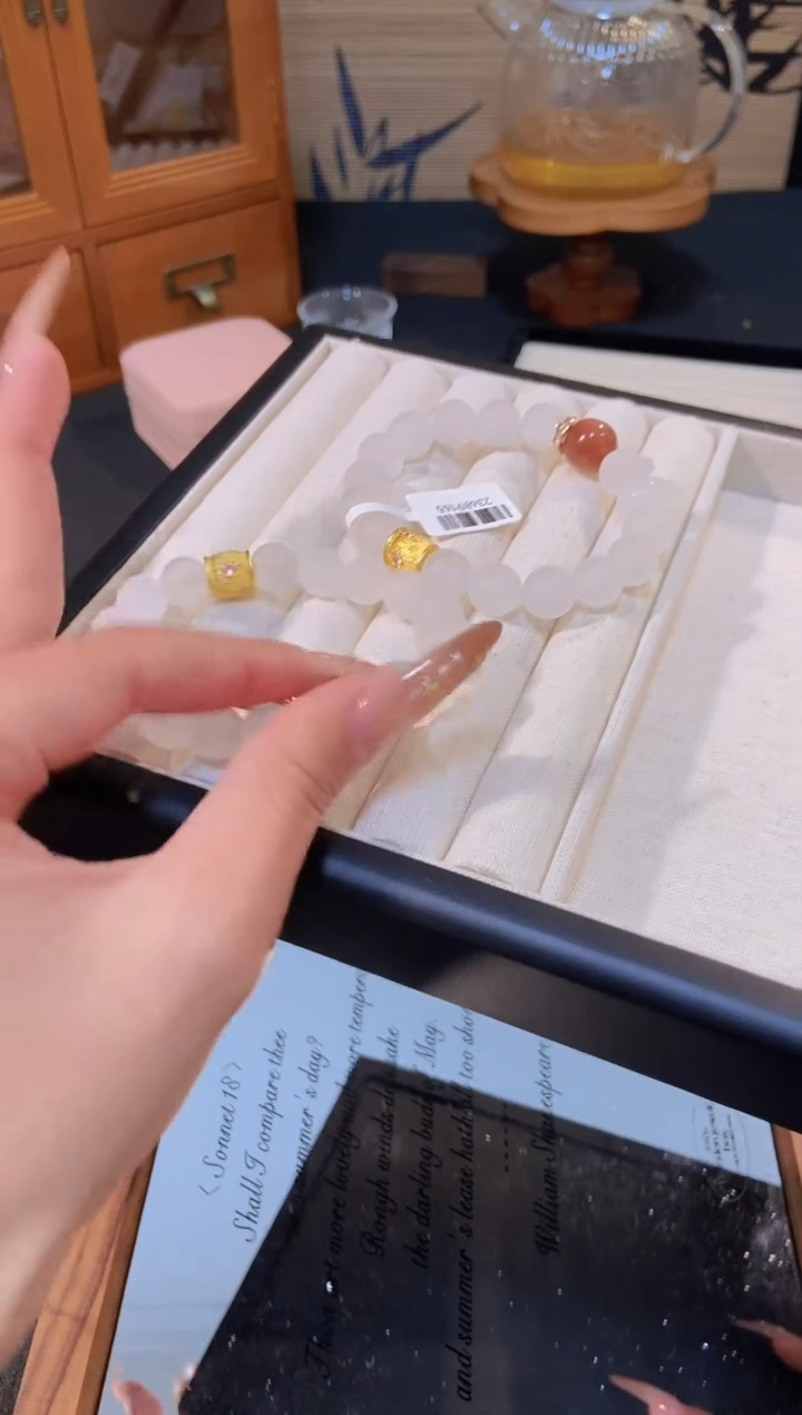 合金手链水晶磨砂白水晶