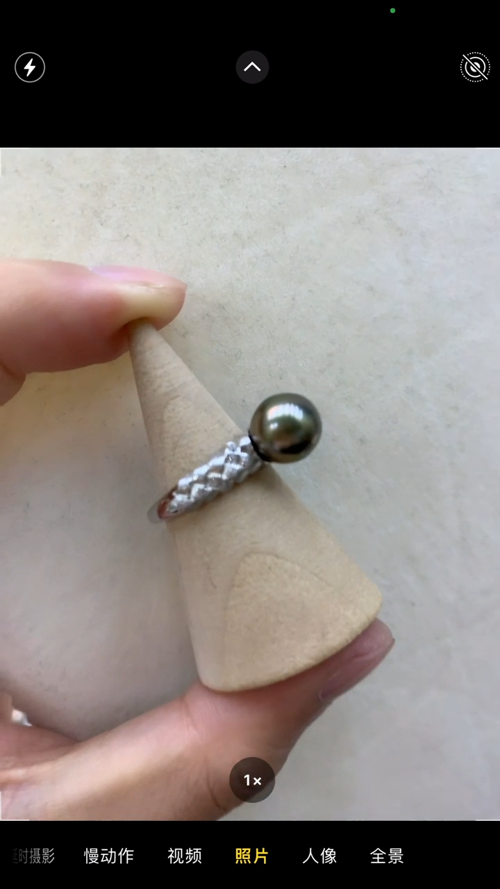 【闪购商品】海水珍珠戒指银S925镶嵌大溪地开心果上戒指9mm