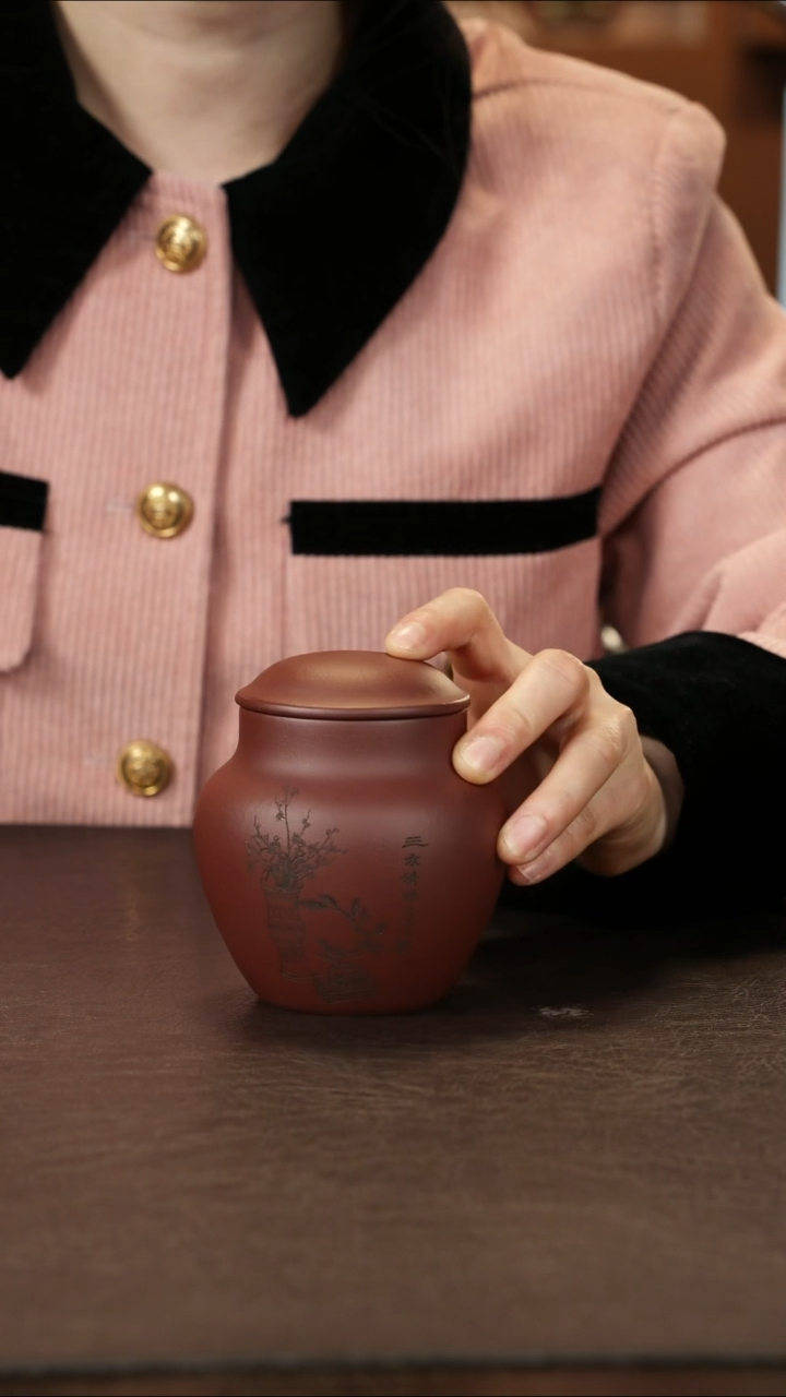 紫砂茶叶罐三友清供图茶仓