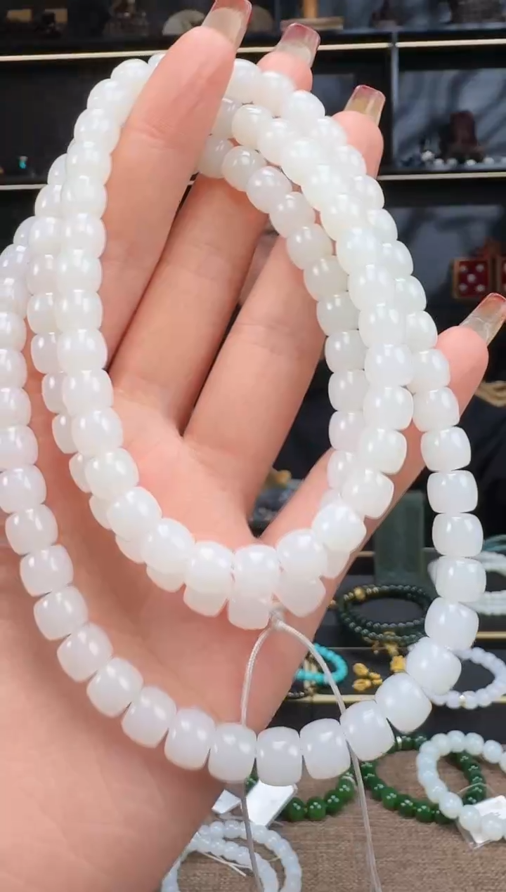 【闪购商品】和田玉1未镶嵌8mm白玉极致108