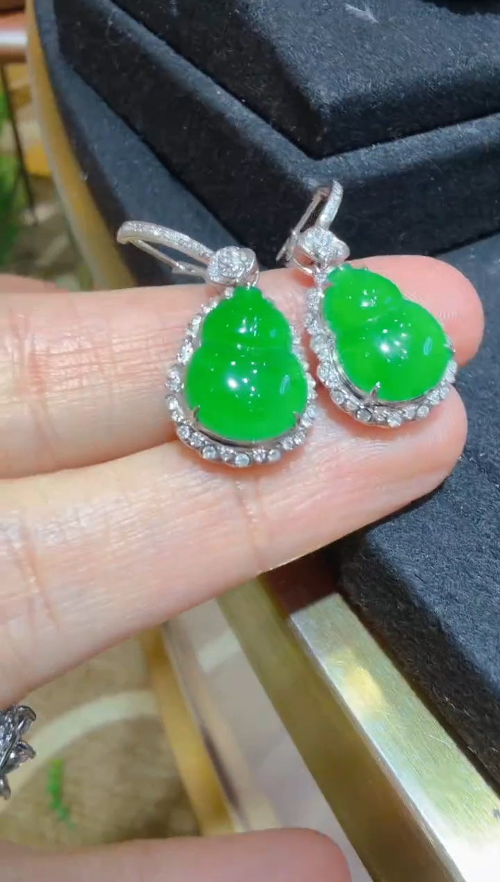 18K金镶嵌翡翠耳饰多样性团购发一件