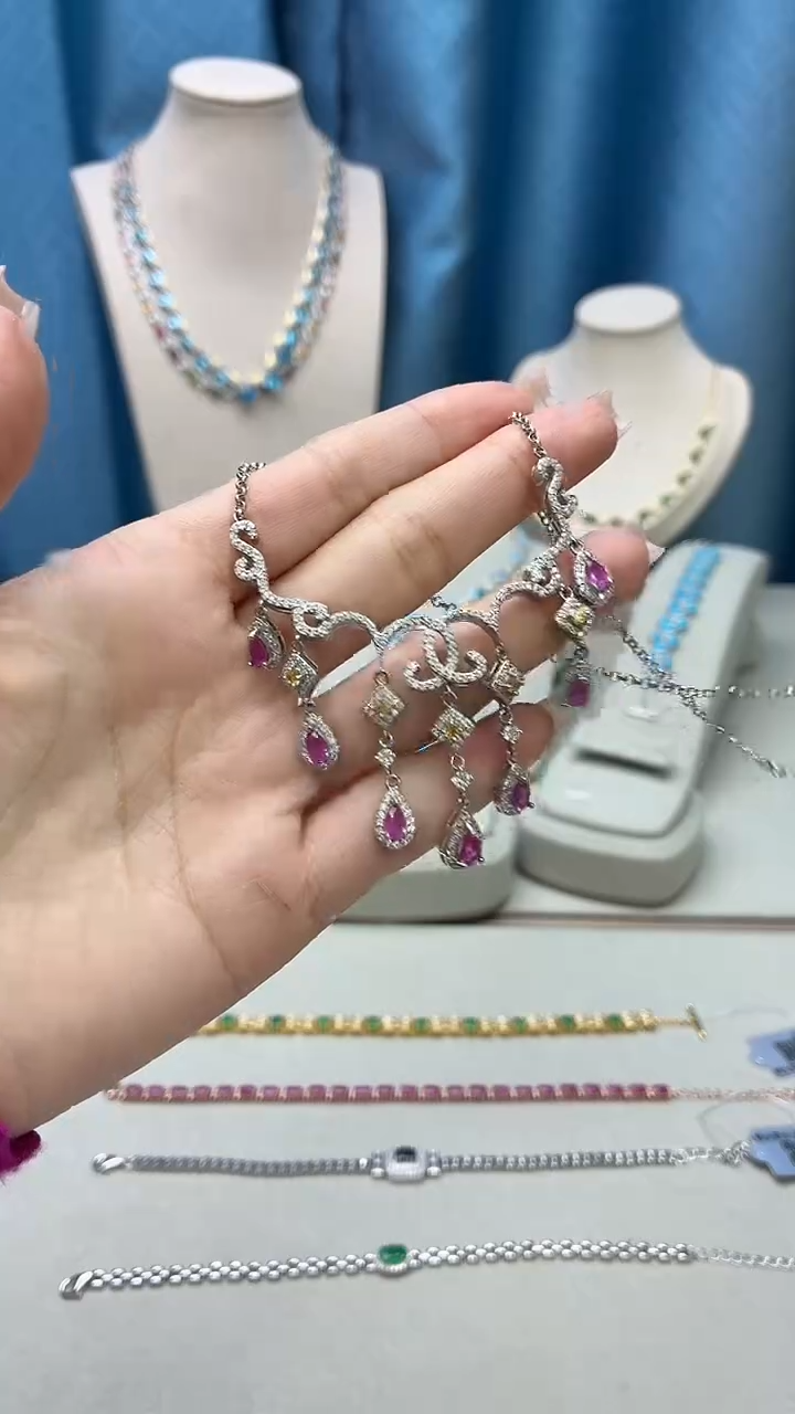 项链银S925镶嵌红宝石355JH0102产品一个（多样性）