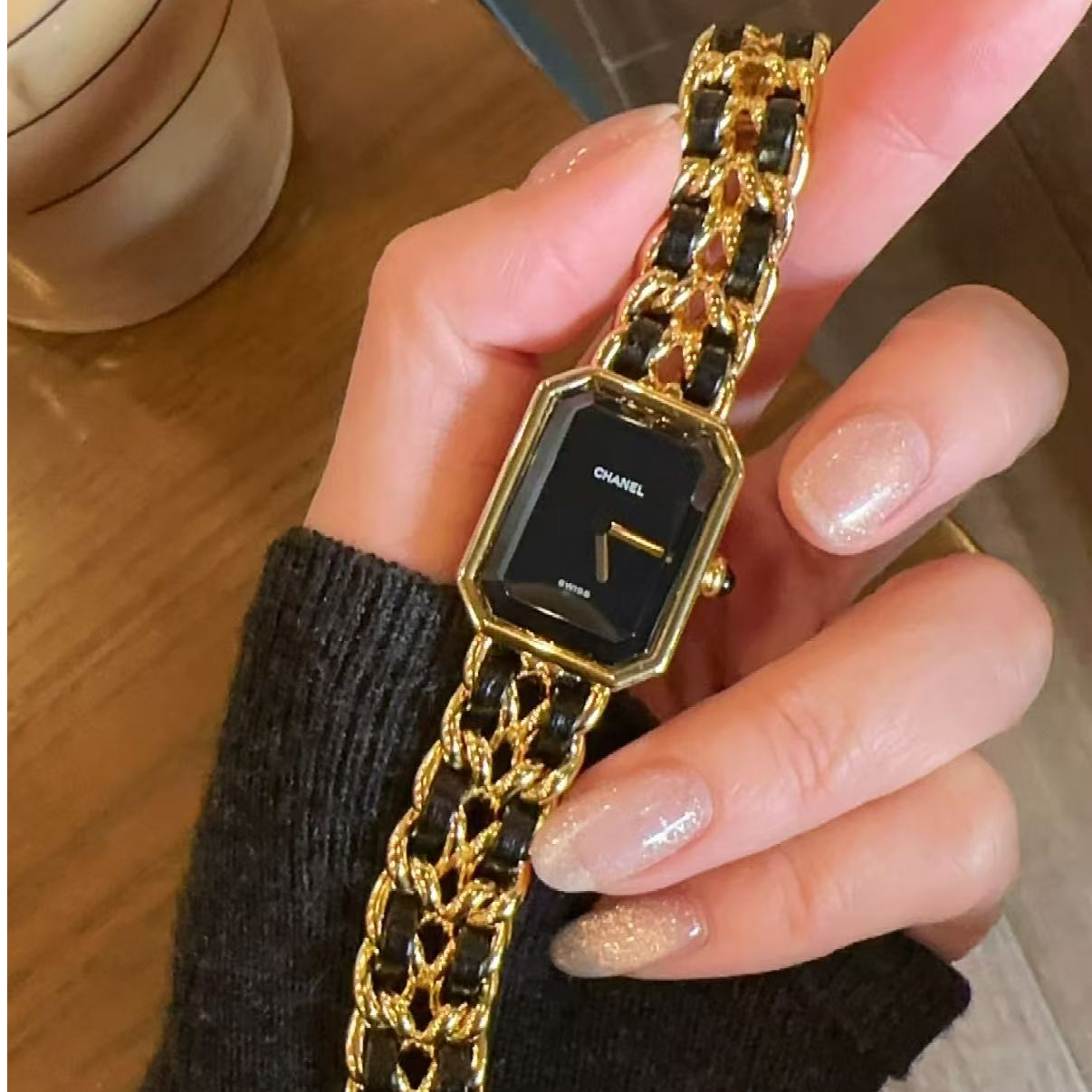 95新 Chanel/香奈儿 香奈儿 黑金中古 方糖 石英 手表