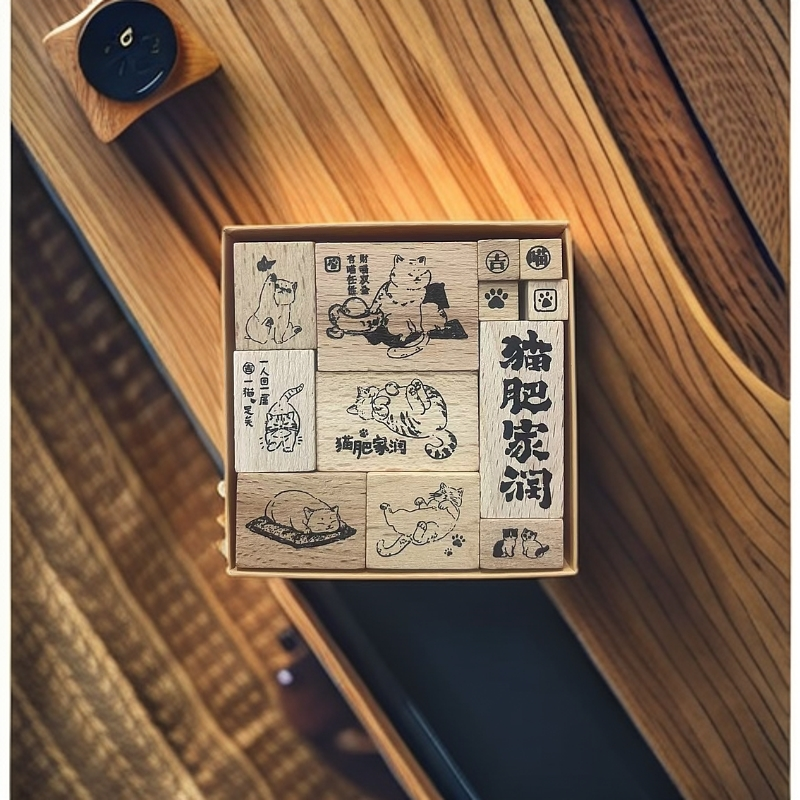 儿童印章儿童木质猫咪印章可爱印章