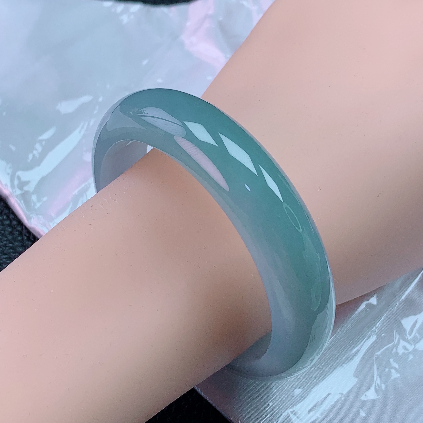 56圈宽版大轮胎冰胶蓝水时尚百搭缅甸纯天然A货翡翠带证书