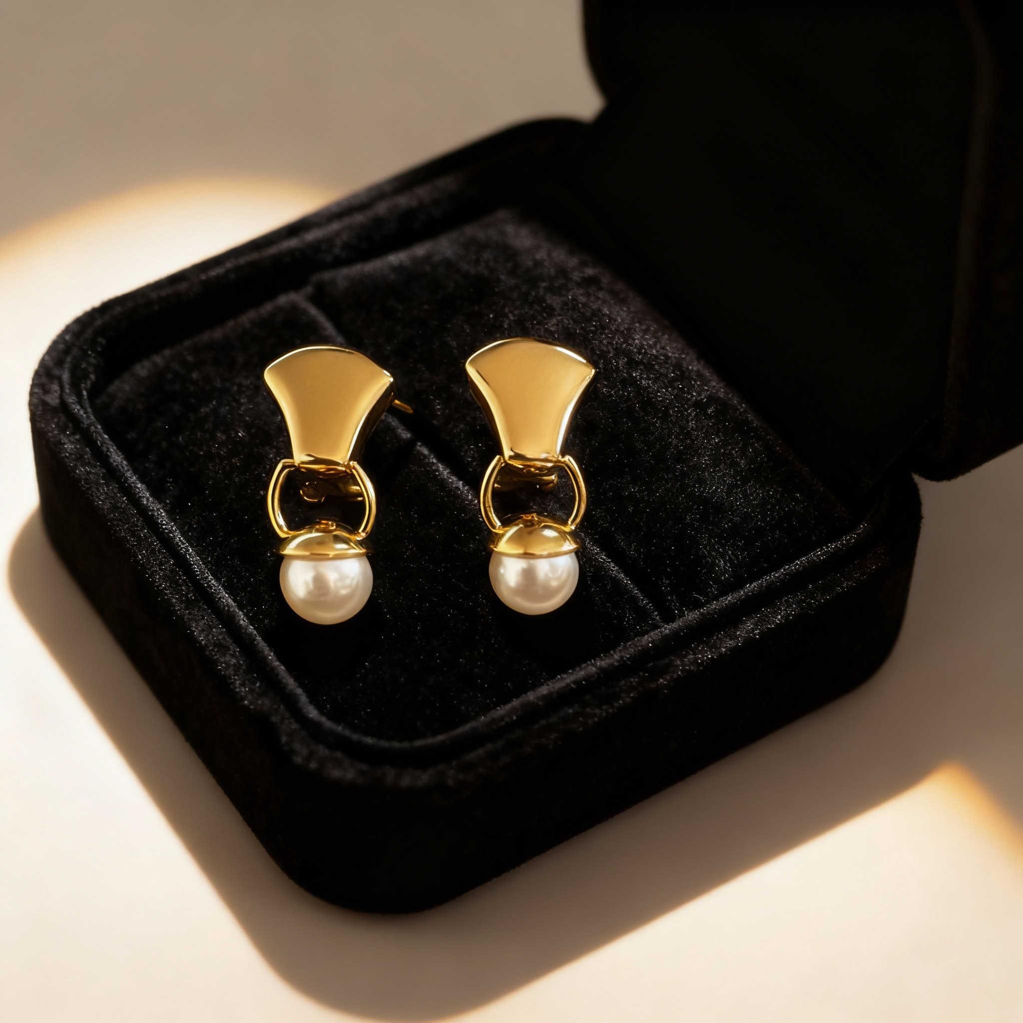 法式中古珍珠耳夹光面日韩耳扣镀18K真金轻奢