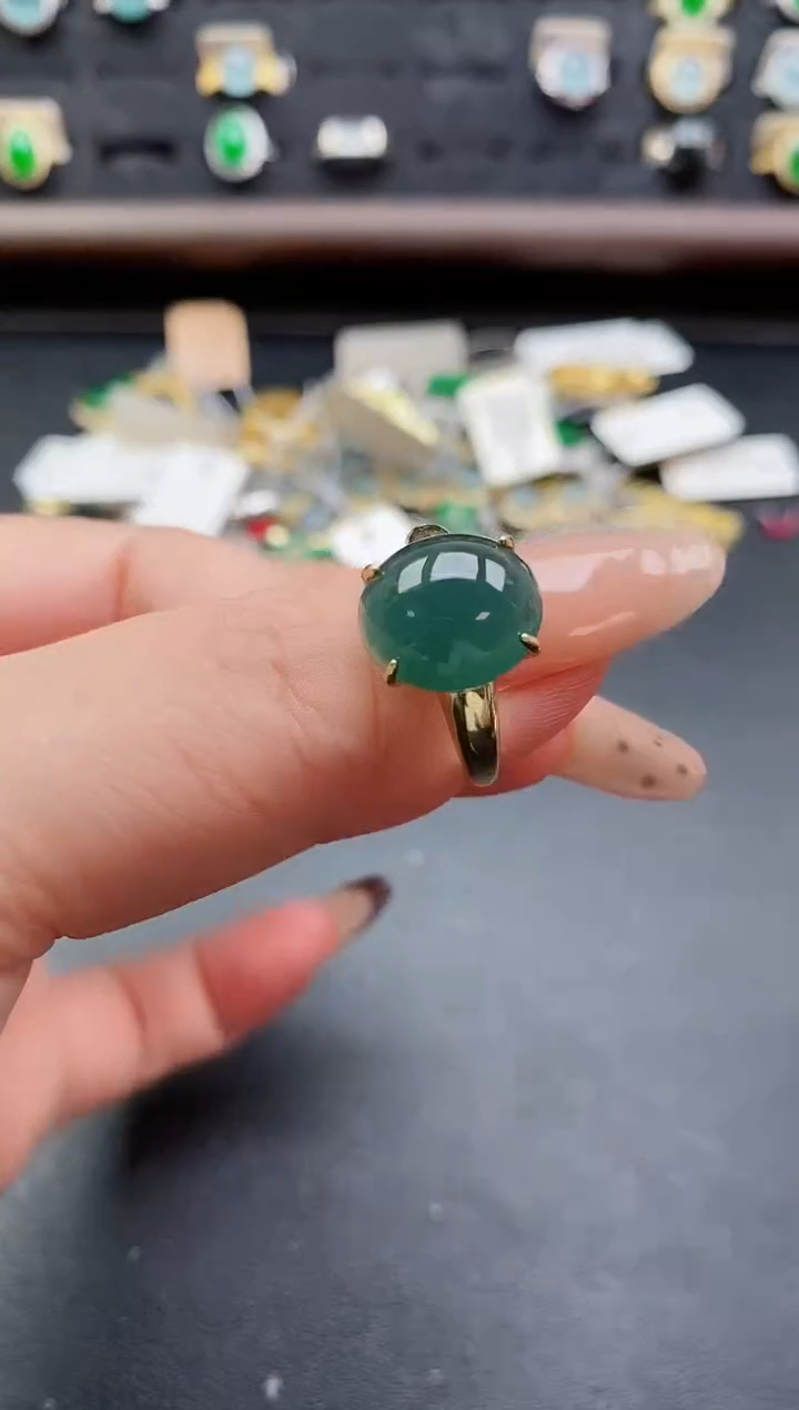 银S925镶嵌戒指翡翠1