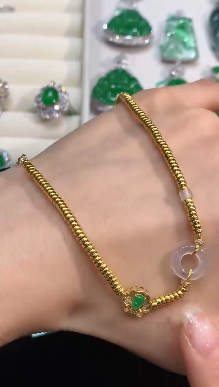 【闪购商品】翡翠手链18K金镶嵌1229  