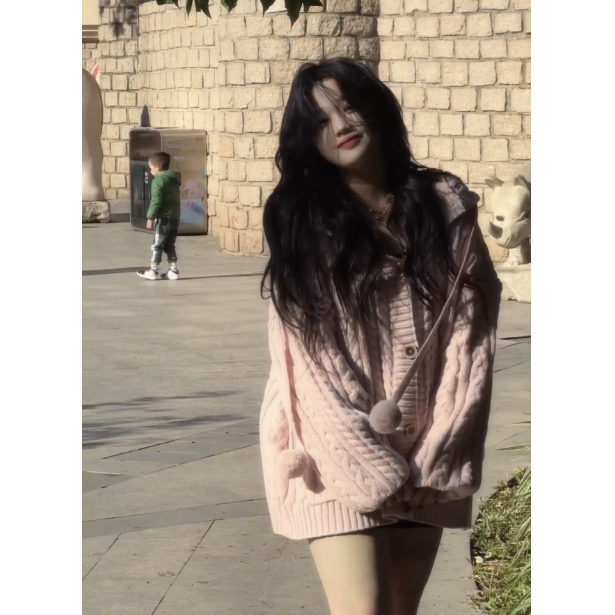 【小琳微胖原创】新款慵懒风设计感ins宽松温柔小众毛衣外套长袖