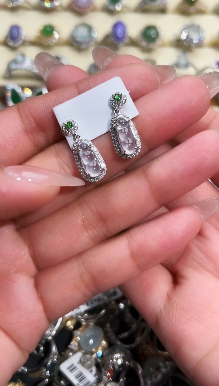 银S925镶嵌戒指翡翠缅甸天然A货翡翠S925银镶嵌