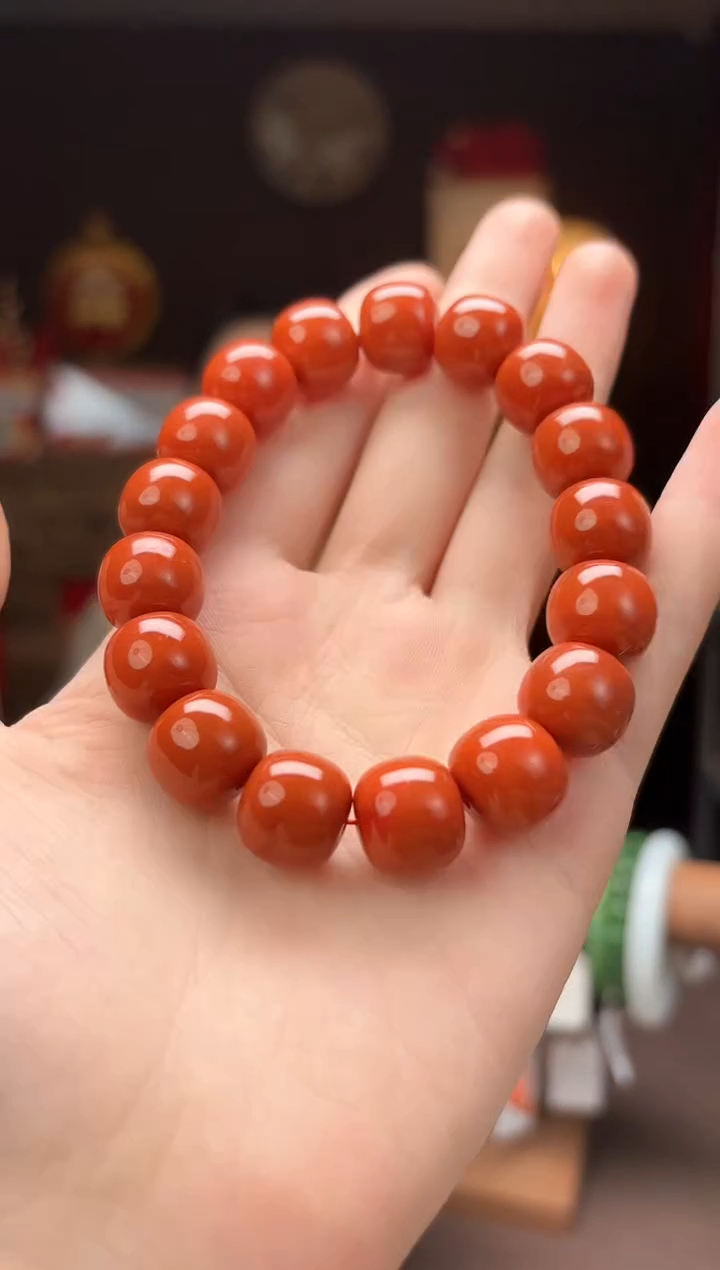 【闪购商品】南红玛瑙瓦西满色满肉南红13*12mm手串未镶嵌-