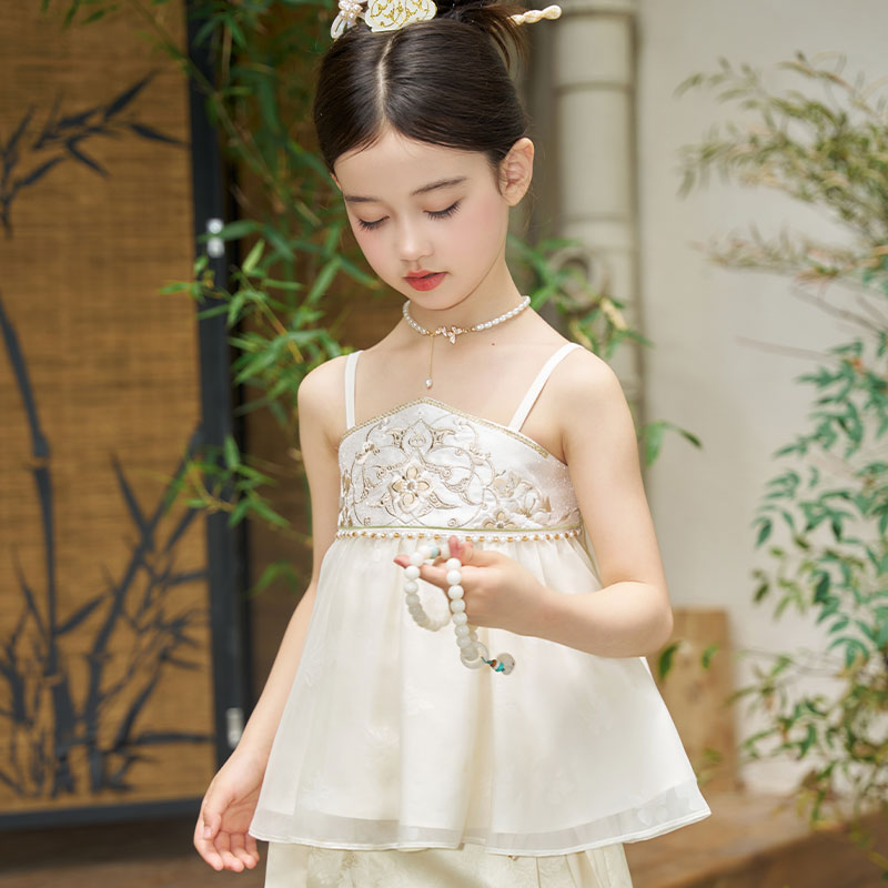 十三余童装[白玉金蕊-西安博物馆联名]中国风裙女童古仙长