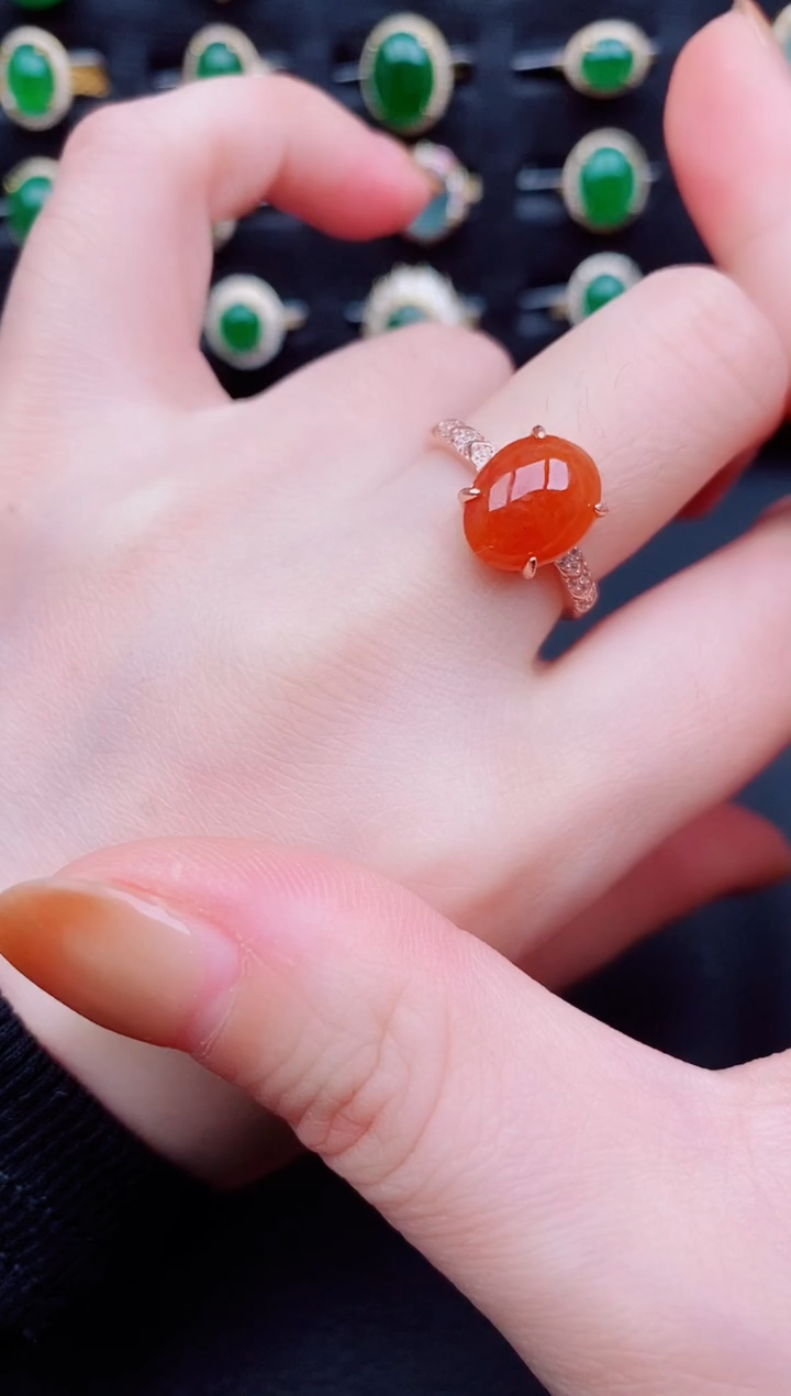 【闪购商品】翡翠戒指银S925镶嵌天然a货翡翠70