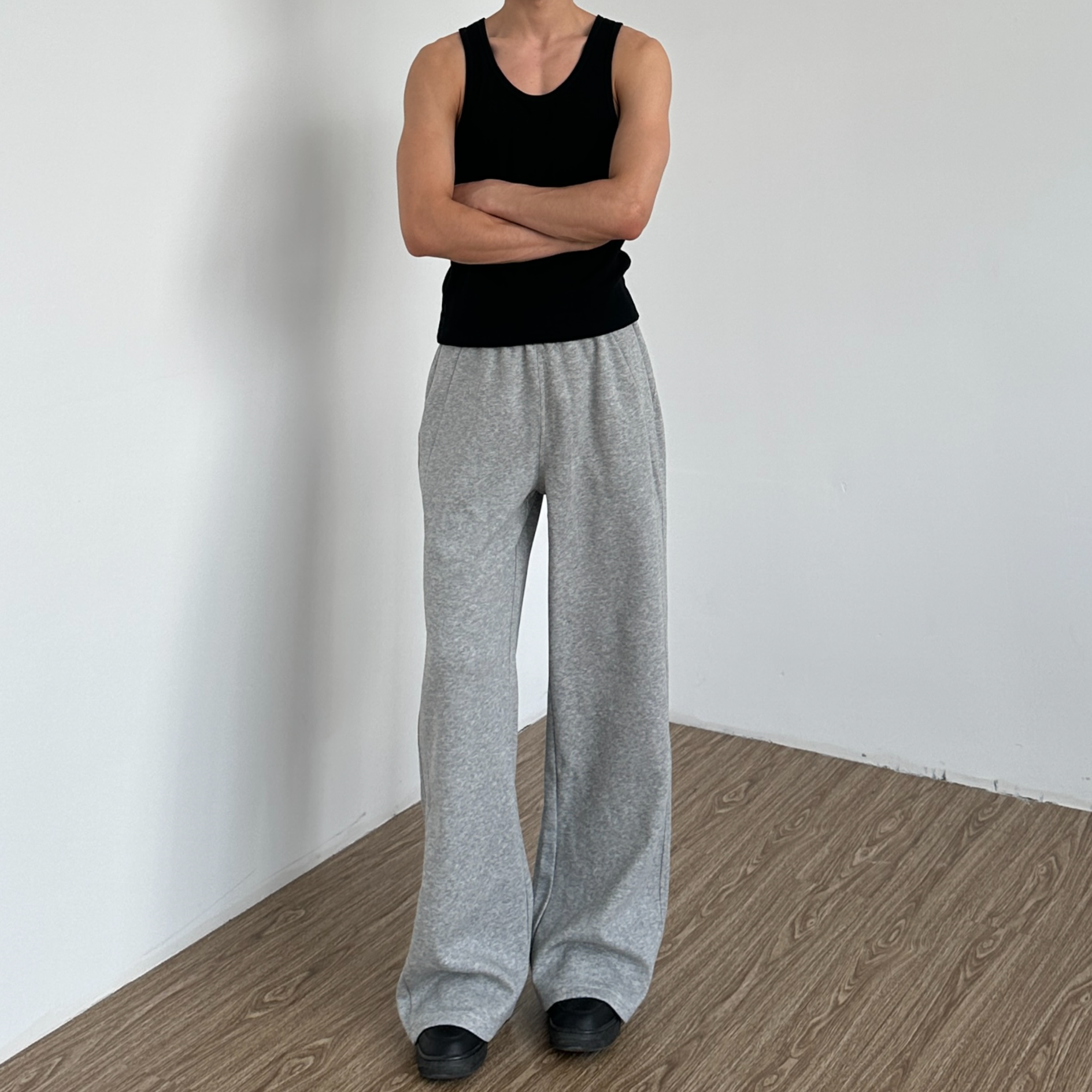 美式复古cleanfit早秋休闲卫裤男女秋季潮牌直筒休闲裤微喇运动裤
