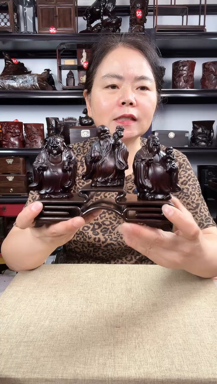 木三连+福禄寿老李红木工艺品
