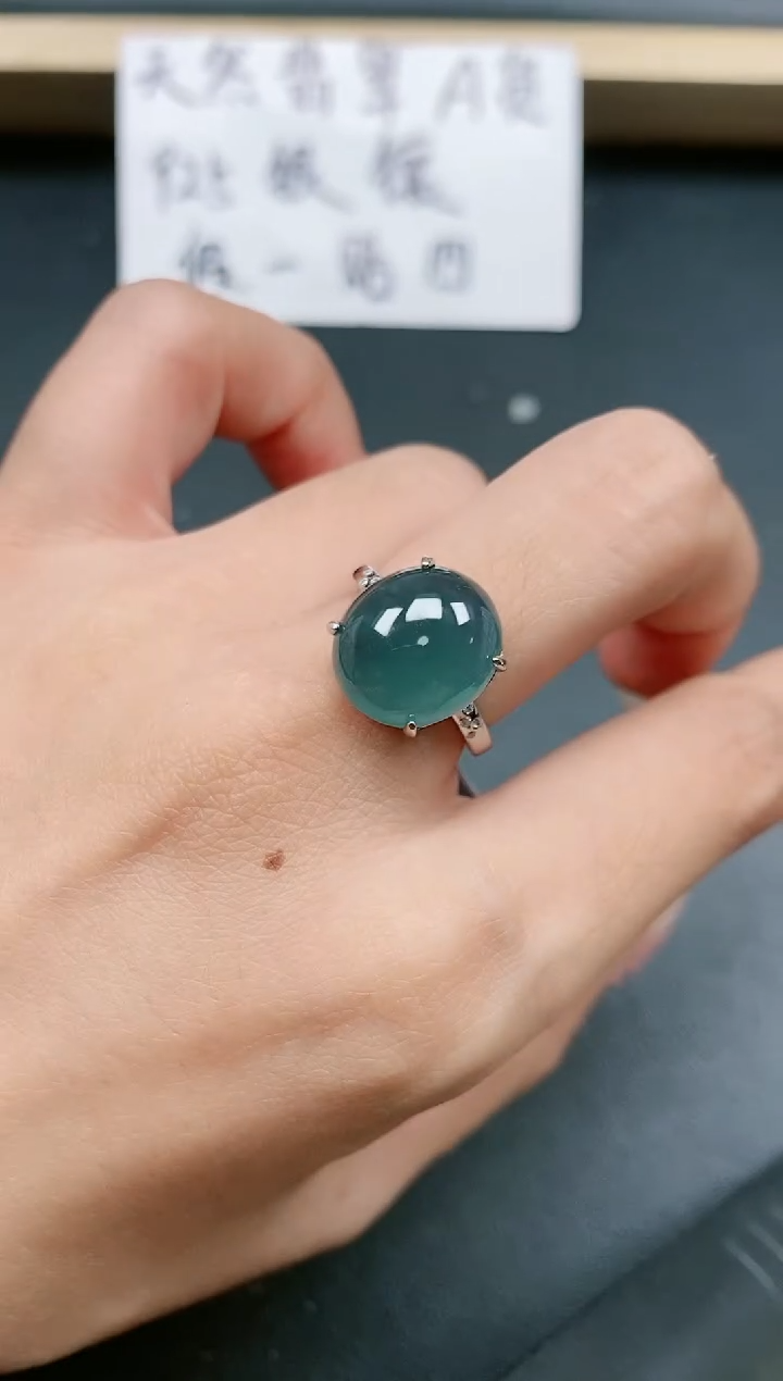 翡翠戒指银S925镶嵌111111