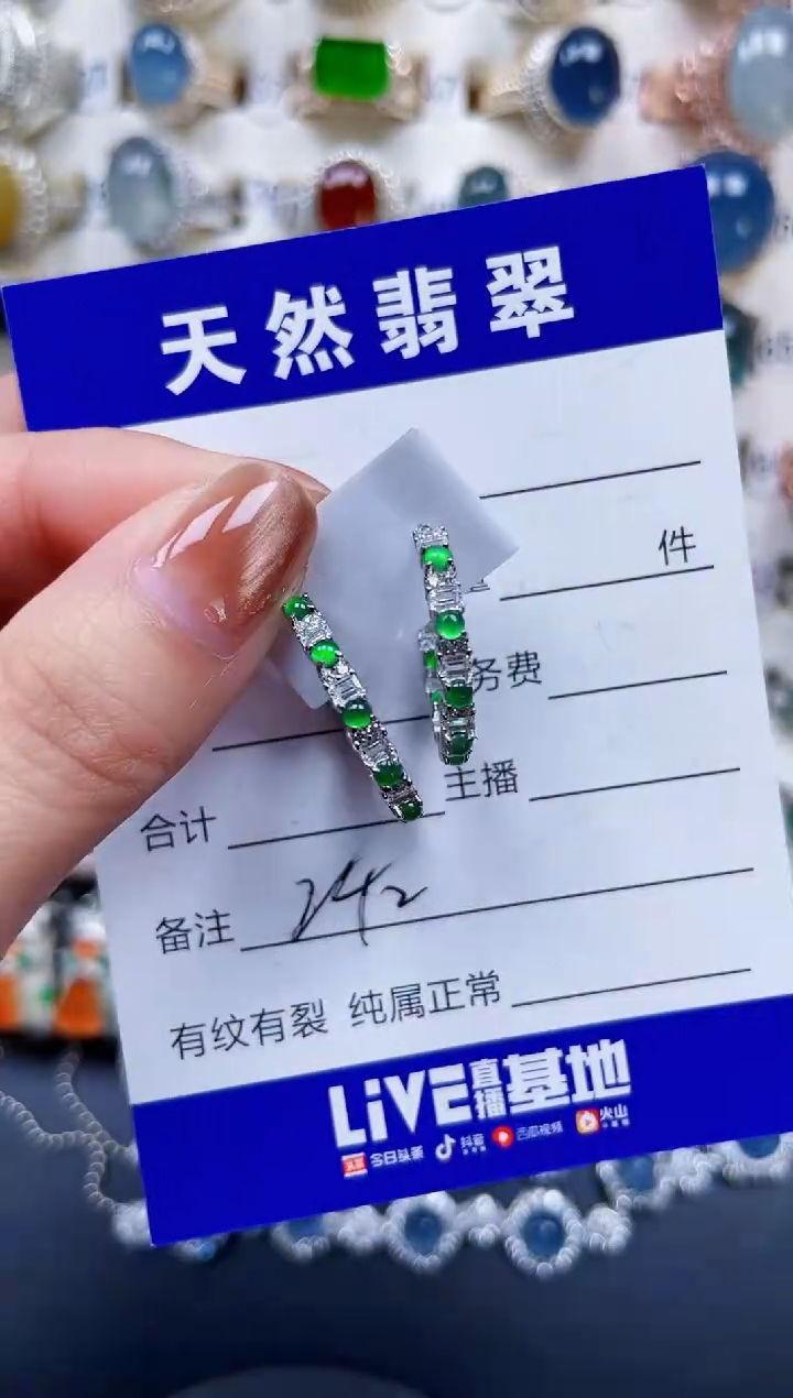 银S925镶嵌翡翠耳饰242