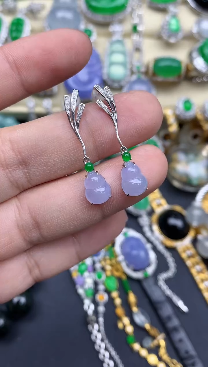 【闪购商品】翡翠耳饰18K金镶嵌316-中国好珍宝