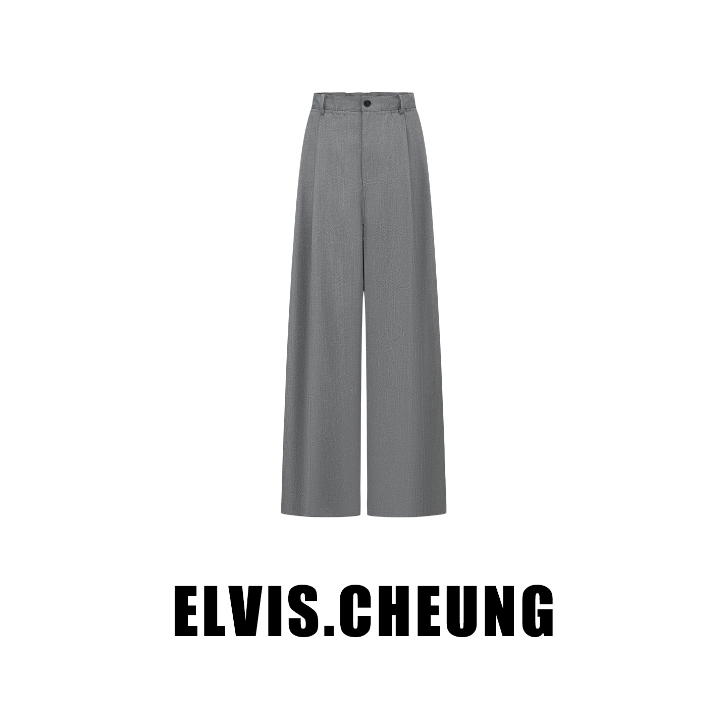 ELVIS.CHEUNG蒋云開運25AW花灰色斜纹羊毛波浪式阔腿裤