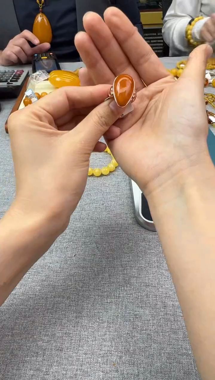 【闪购商品】琥珀戒指银S925镶嵌149秒拍号