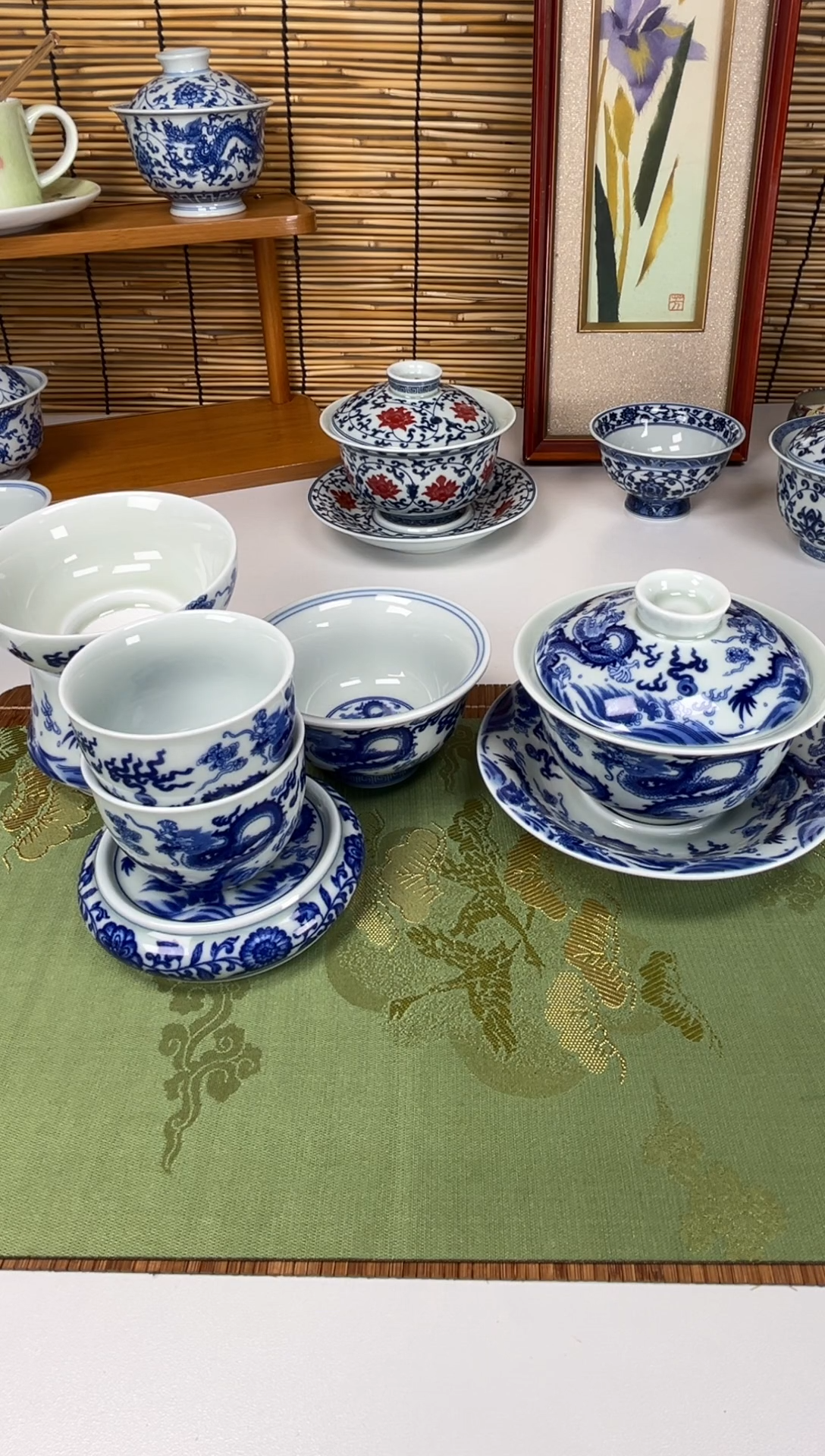 三才?龙纹6件套三才压手客杯盖置