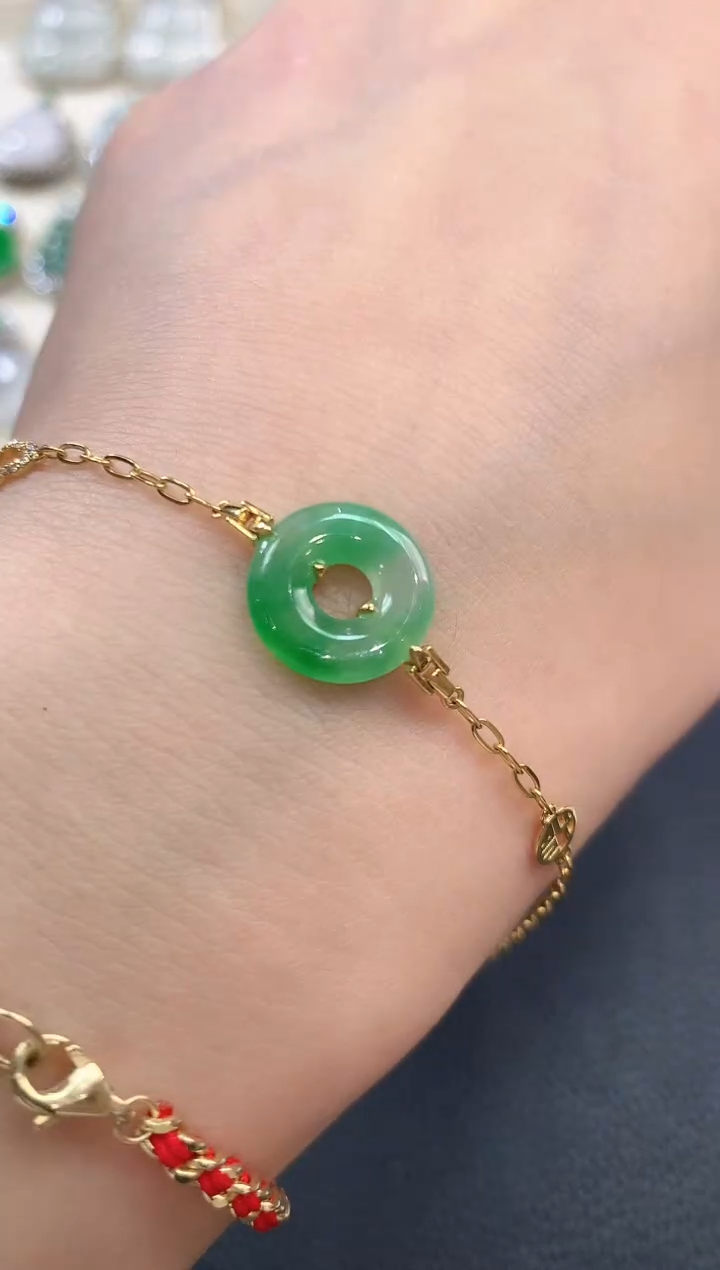 【闪购商品】翡翠手链18K金镶嵌b65       