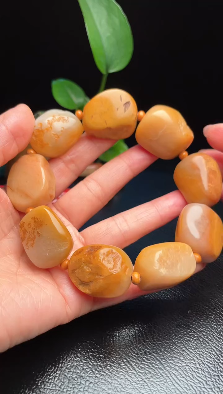 【闪购商品】田黄石田黄石彩冻石手串摆件呀