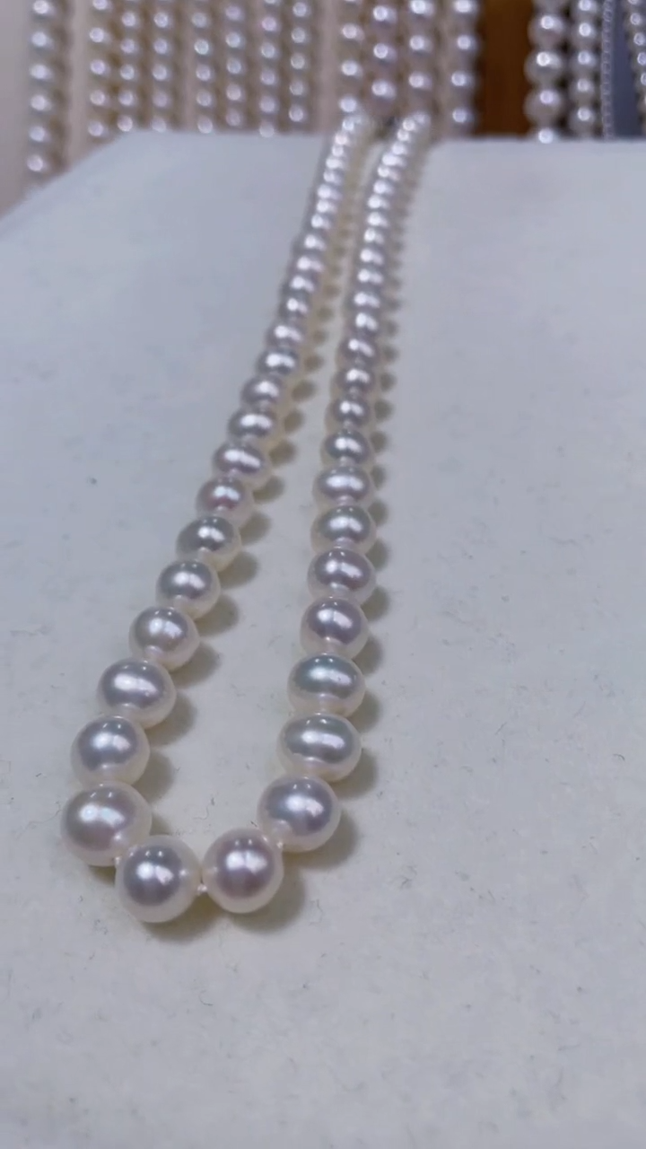 【闪购商品】淡水珍珠项链银S925镶嵌7.5-8.5MM