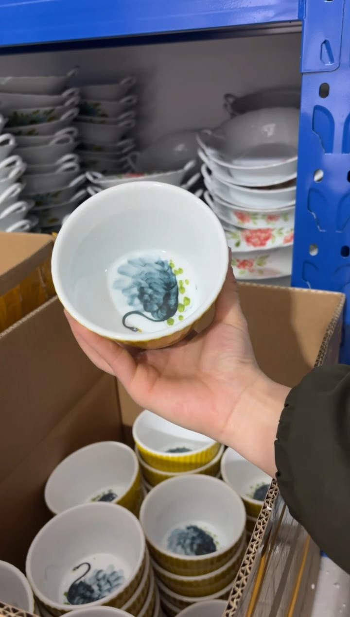 景德镇高温陶瓷食品级手绘釉中彩-蛋糕杯