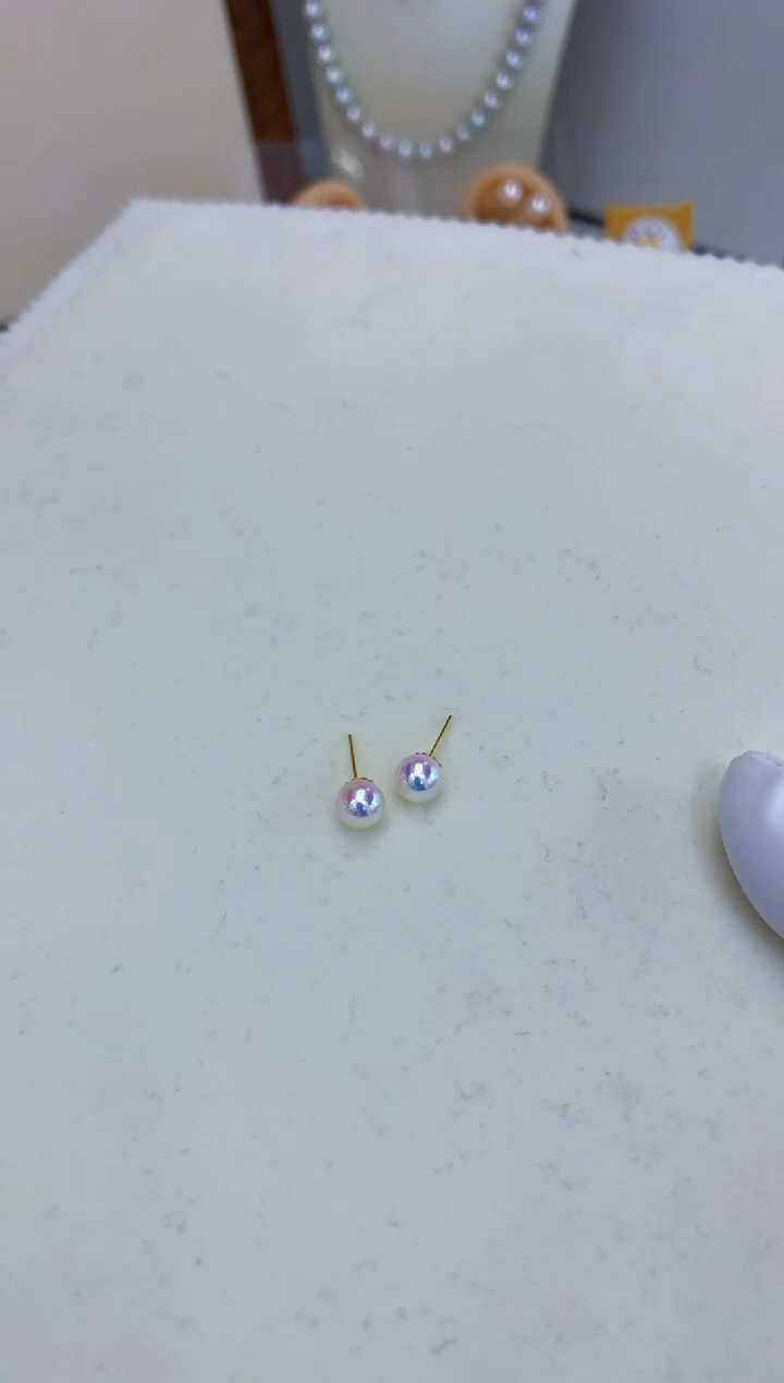 18K金镶嵌海水珍珠饰品5-6素钉定制