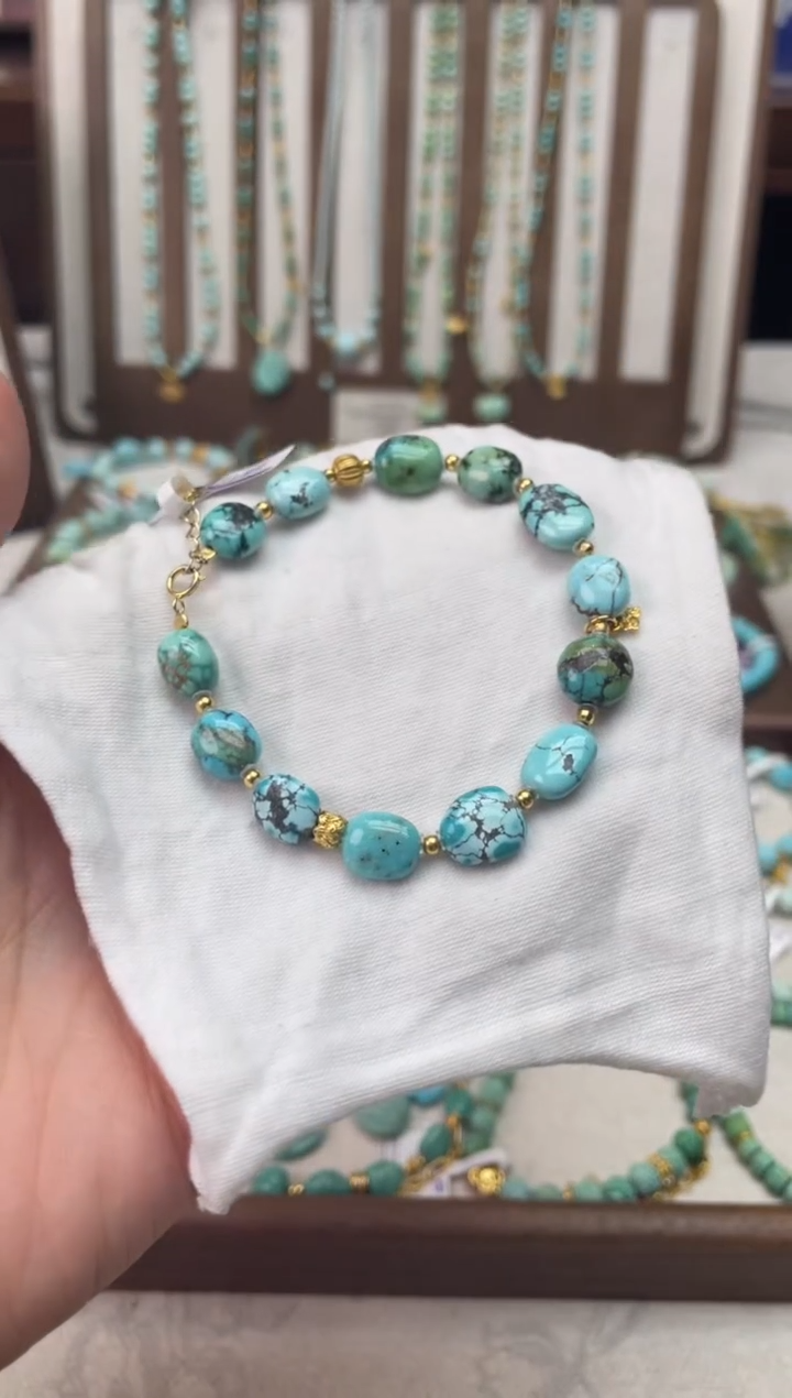 【闪购商品】银S925镶嵌绿松石手串93