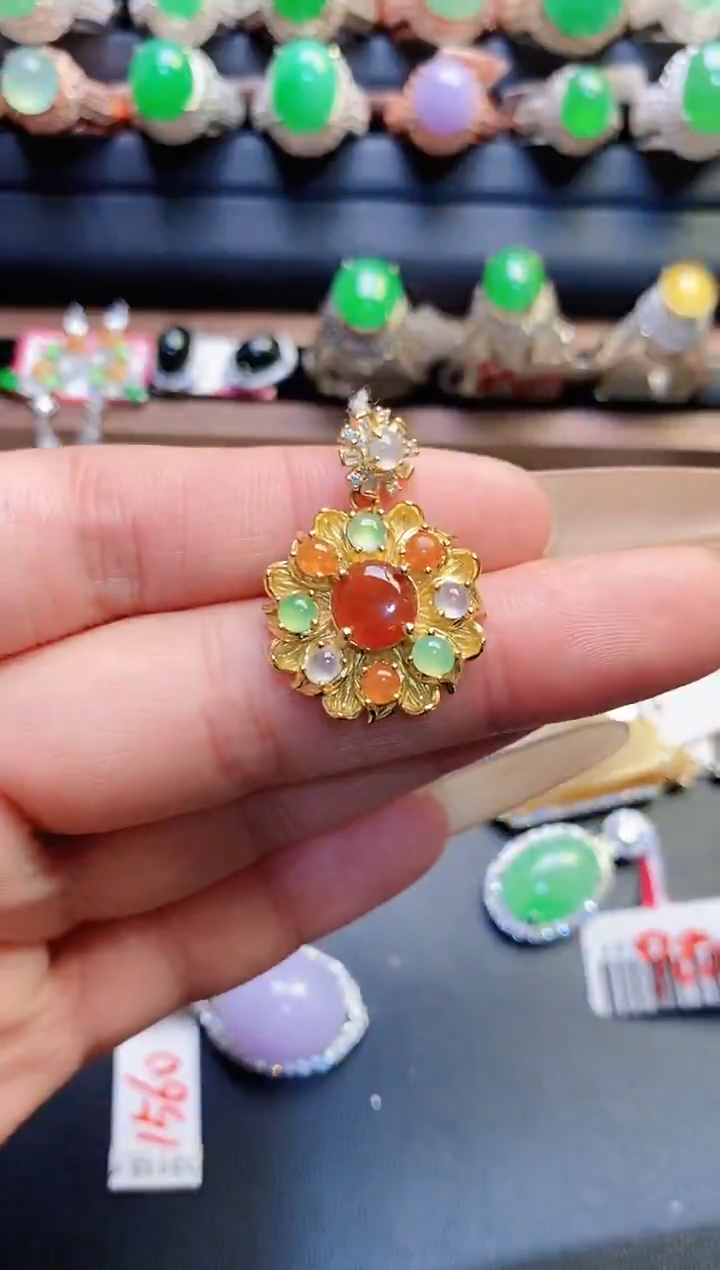 银S925镶嵌戒指翡翠天然