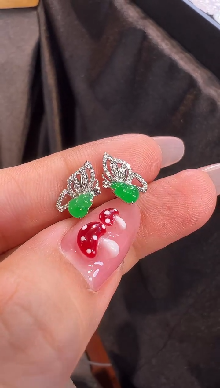 【闪购商品】翡翠耳饰18K金镶嵌耳饰