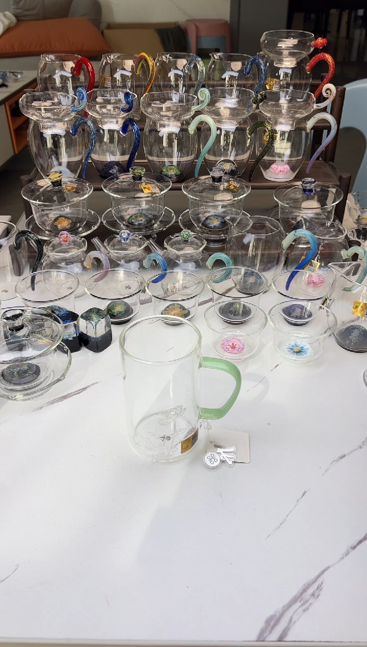 手工艺品玻璃禾器好运连连清简杯