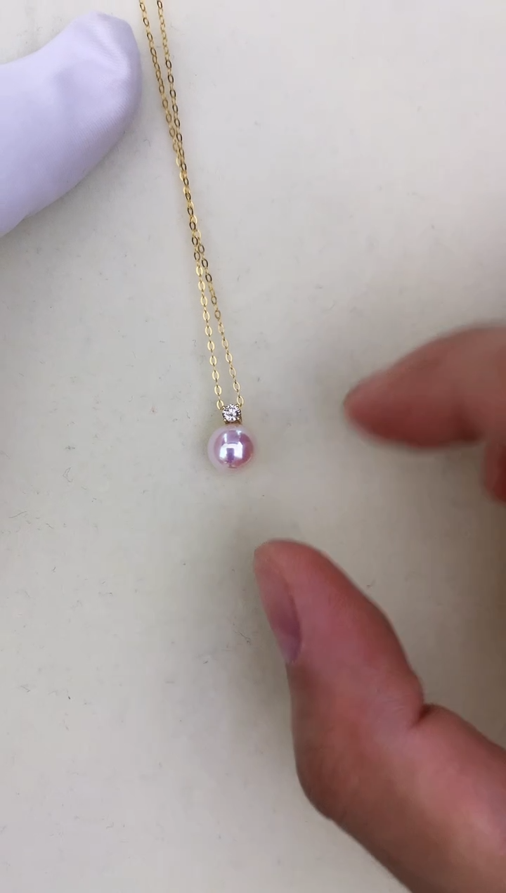 18K金镶嵌海水珍珠DA GD017 吊坠 7-8