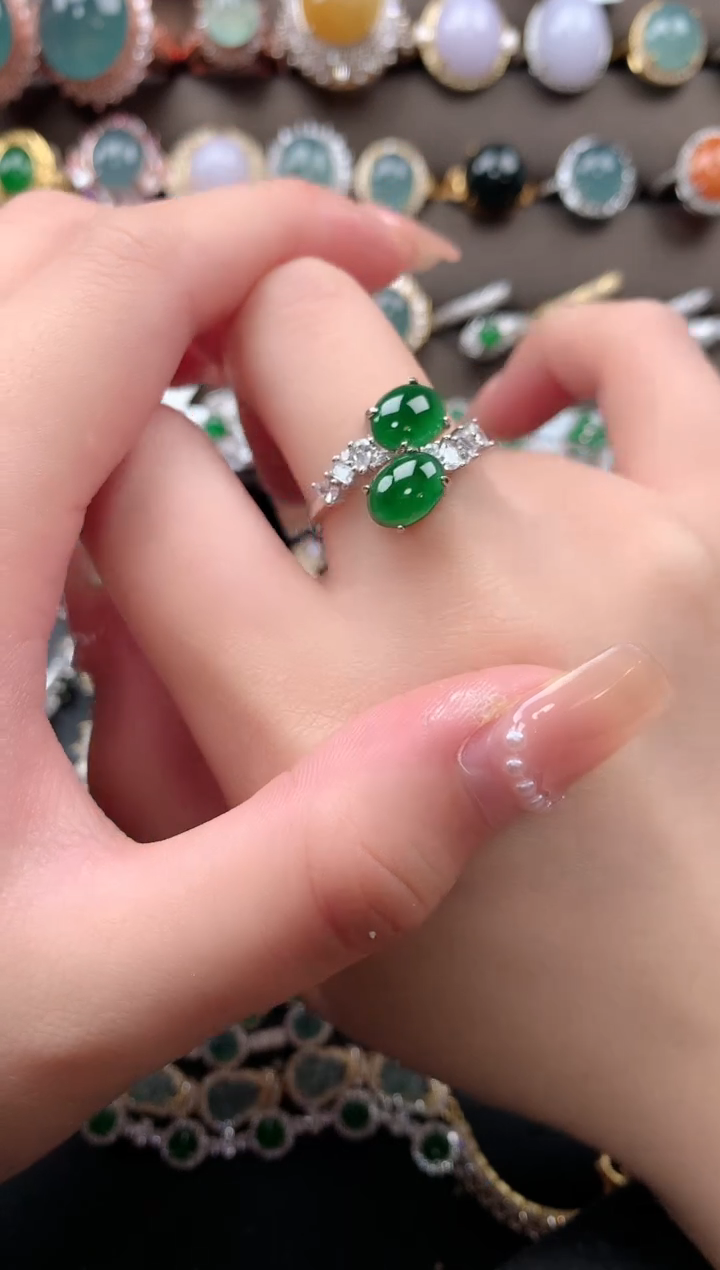 【闪购商品】翡翠戒指银S925镶嵌52141