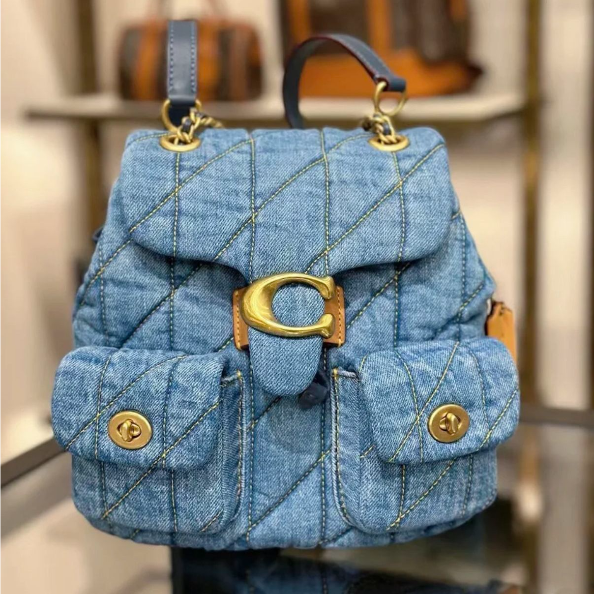 COACH/蔻驰菱格纹绗缝TABBY22双肩包背包双肩包女款爆款2025新款