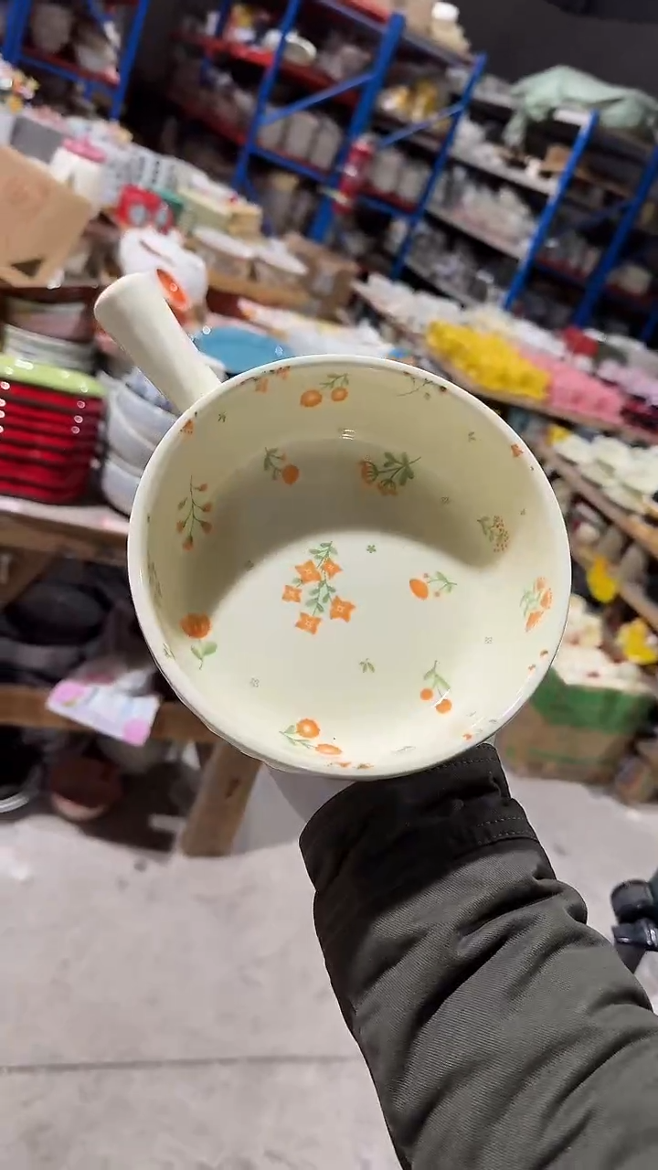 陶瓷花朵手柄碗微瑕 凑满20元包邮