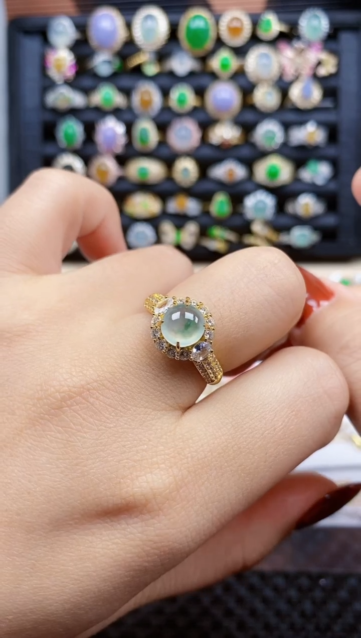 银S925镶嵌戒指翡翠351