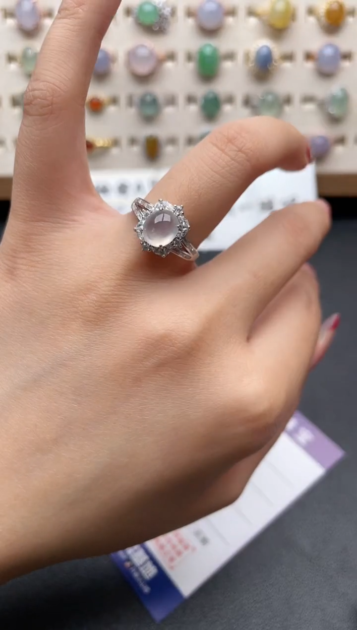 【闪购商品】翡翠戒指银S925镶嵌一物一证一礼盒