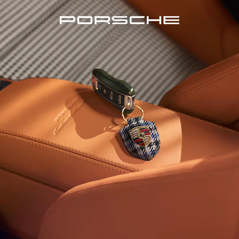 【官方正品】Porsche 保时捷 千鸟格纹盾 徽钥匙圈 钥匙扣钥匙链