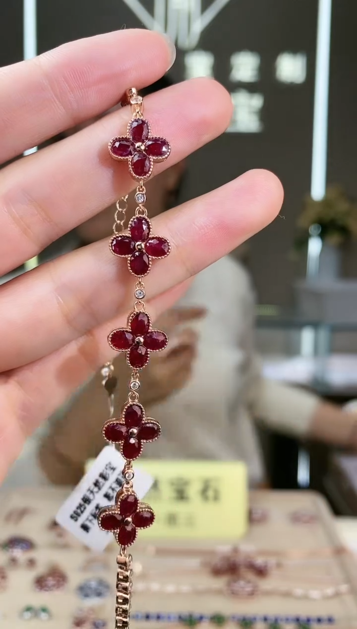 【闪购商品】红宝石手链银S925镶嵌手链