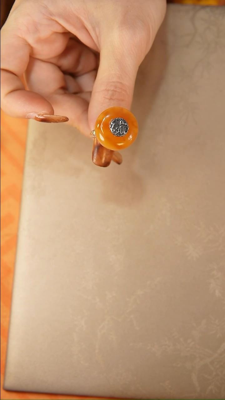 【闪购商品】琥珀戒指银S925镶嵌戒指